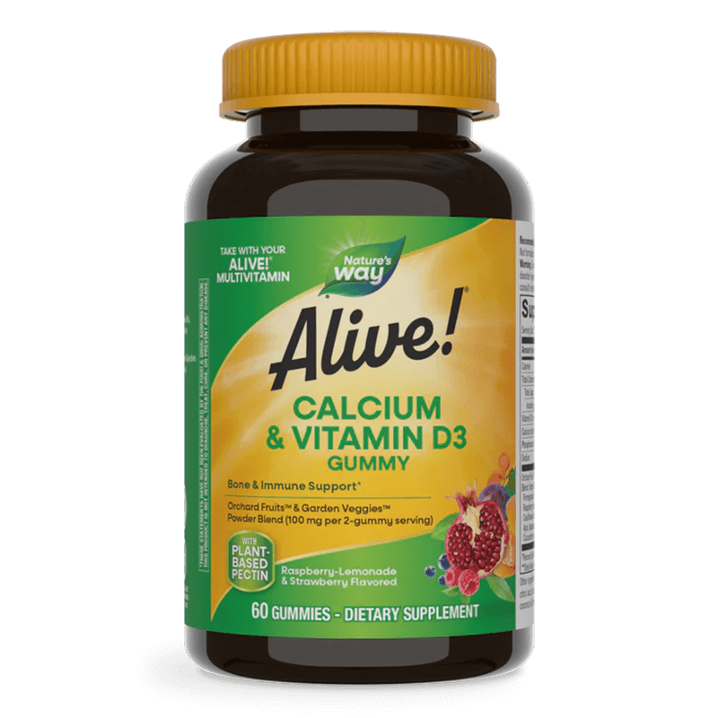 Калций + Витамин D3 Алайв - Alive! Calcium + Vitamin D3 Gummies, 60 желирани таблетки