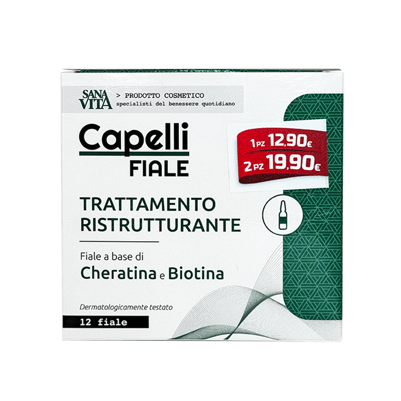 Ампули за коса Sanavita (с биотин и хидролизиран кератин), 12 бр х 10 ml