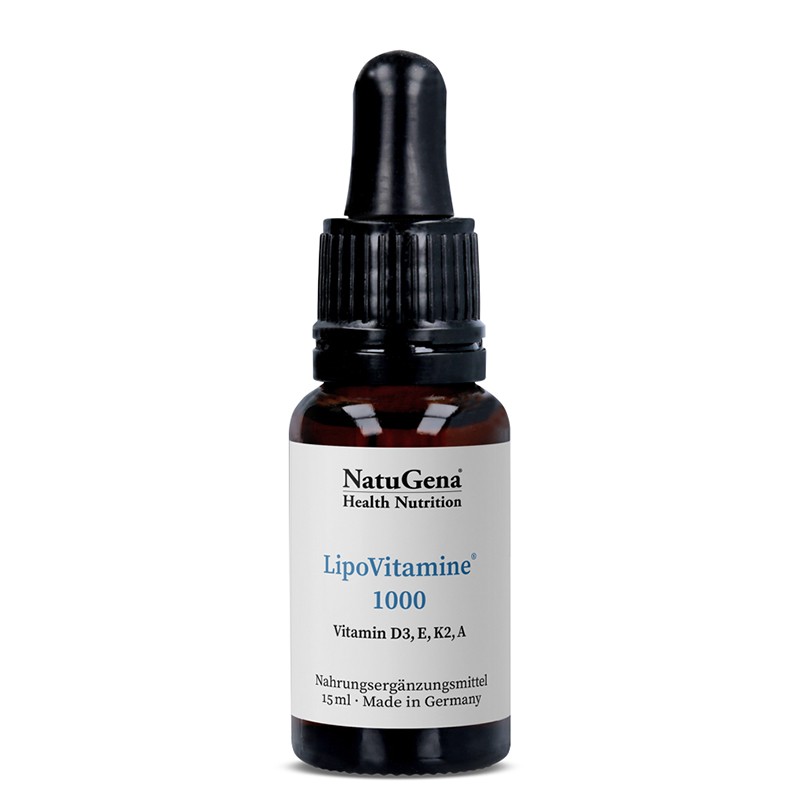 Липозомни витамини A, D3, E, K2 - висока абсорбция - LipoVitamine® 1000, 15 ml капки, ~ 525 дози