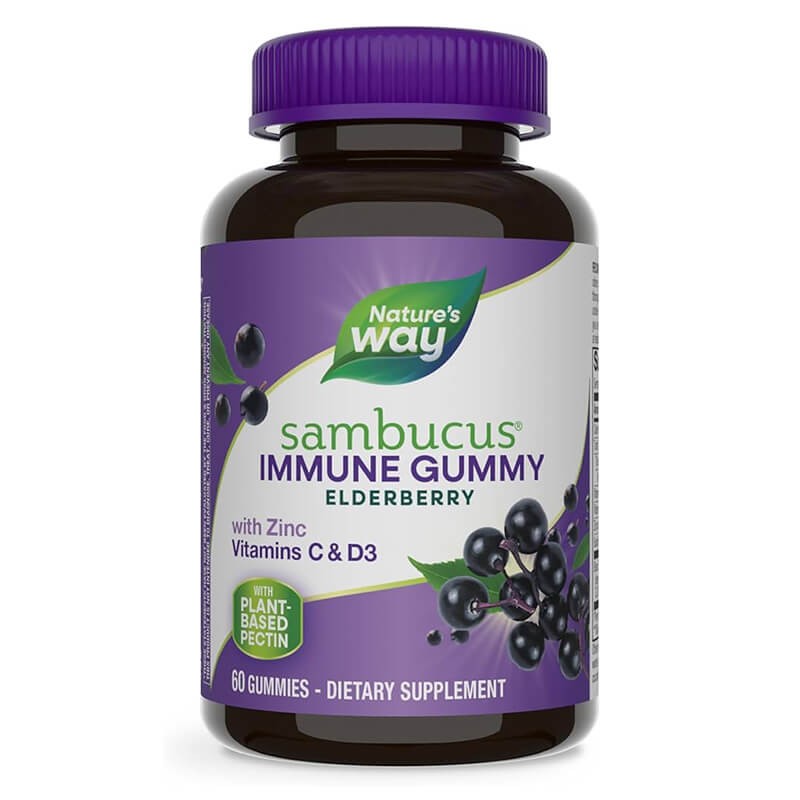 Самбукус Гъми с черен бъз, цинк, витамини С & D - Sambucus Gummies, 60 желирани таблетки