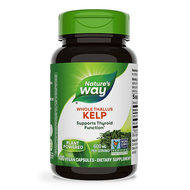 Келп – кафяви водорасли - Източник на йод за щитовидната жлеза, 600 mg, 100 капсули