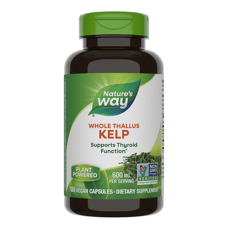 Келп – кафяви водорасли - Източник на йод за щитовидната жлеза, 600 mg, 180 капсули
