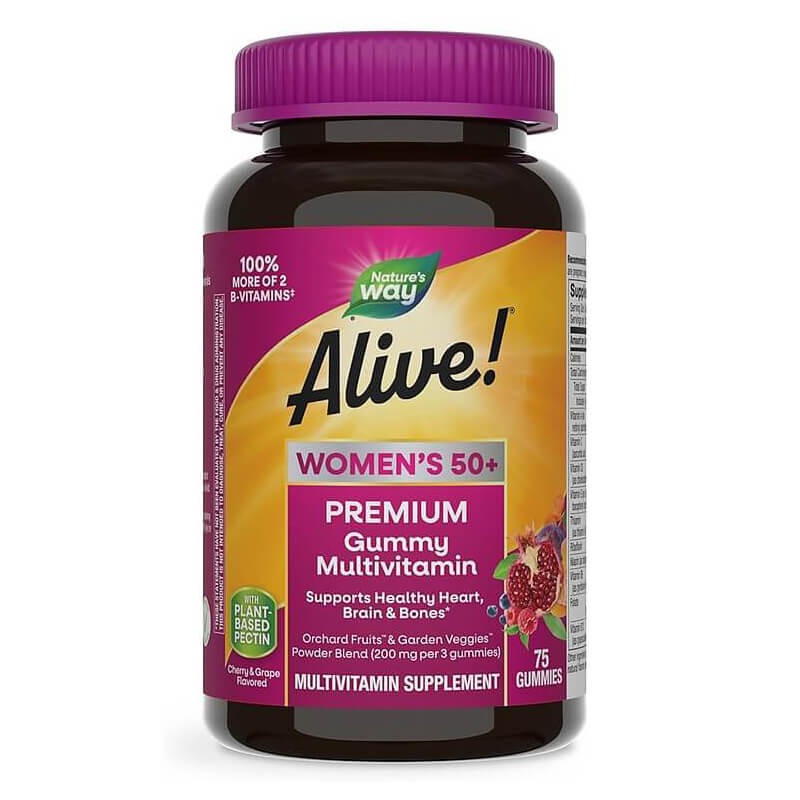 Премиум мултивитамини за жени 50+ Алайв - Alive! Women’s 50+ Premium Gummies Multivitamin, 75 желирани таблетки