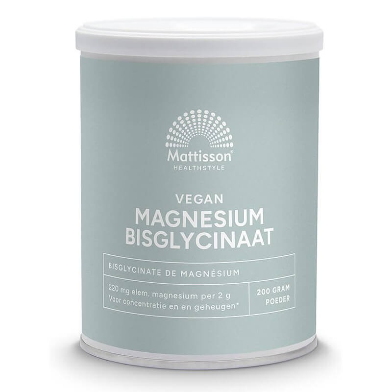 Мускулна, сърдечна и нервна система - Магнезий (бисглицинат) веган, 220 mg x 200 g прах