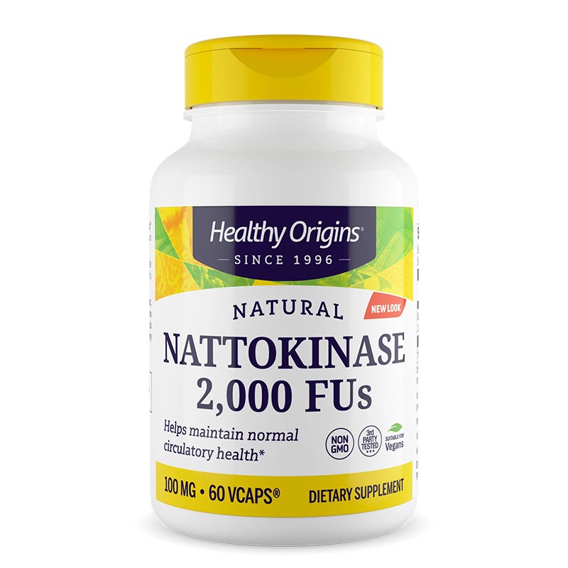 Натокиназа – нарушено кръвообращение и тромбоза, 100 mg / 2000 FU, 60 вегетариански капсули за 2 месеца прием