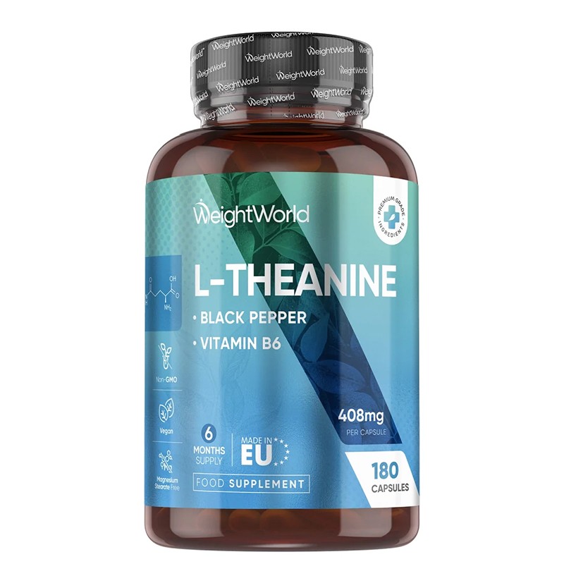 L-Теанин 400 mg + Черен пипер 8 mg – Спокойствие, концентрация и нервен баланс, 180 капсули