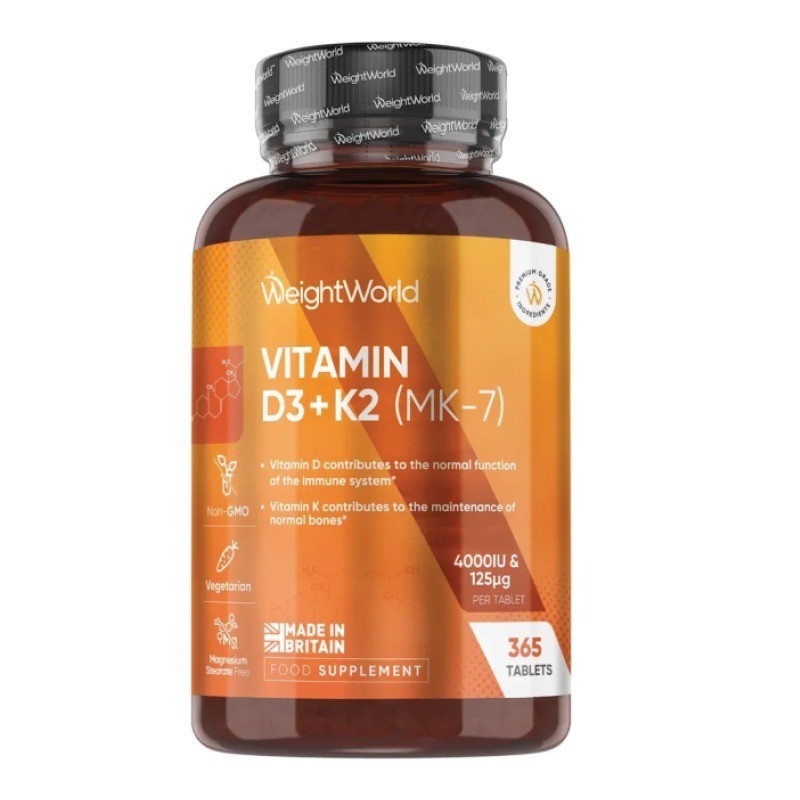 Костна система - Витамин D3 4000 IU + K2 100 µg, 365 таблетки - Vitamin D+K