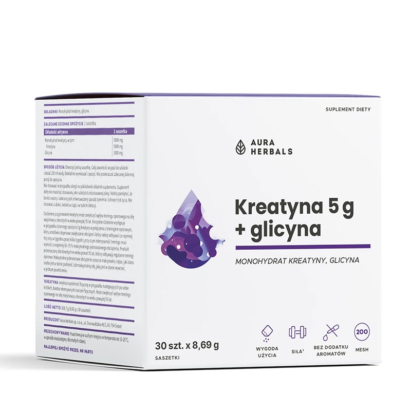 Креатин 5000 mg + Глицин 3000 mg – Сила, издръжливост и мускулно възстановяване, 30 сашета