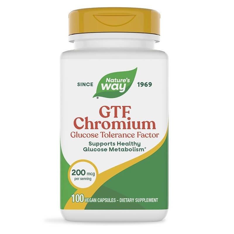 Хром (никотинат) GTF - Контрол на кръвната захар и апетита, 200 mcg, 100 капсули