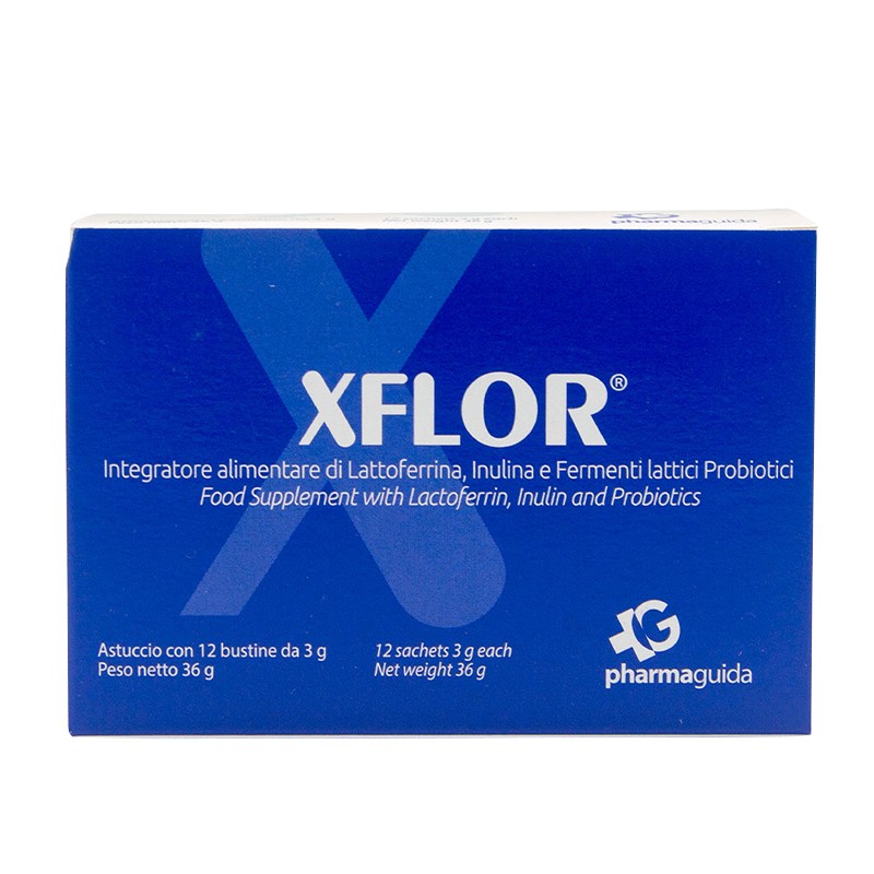 XFLOR – Лактоферин 100 mg + инулин и 13 млрд. пробиотици, имунитет и чревна флора, 12 сашета