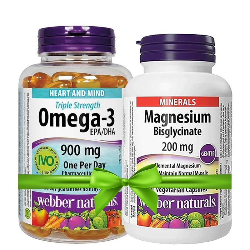Омега-3 Triple Strength, 900 mg x 80 софтгел капсули + подарък магнезий бисглицинат, 200 mg x 60 капсули