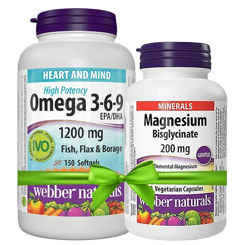 Омега 3-6-9 есенциални мастни киселини, 1200 mg х 150 софтгел капсули + подарък магнезий бисглицинат, 200 mg x 60 капсули