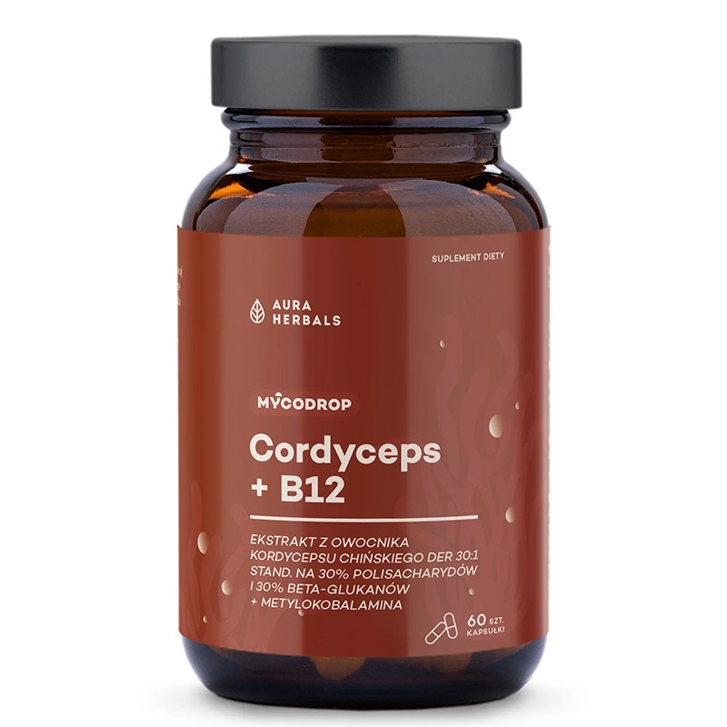 Mycodrop Кордицепс 500 mg + витамин B12 50 µg – При умора и физическо изтощение, 60 капсули