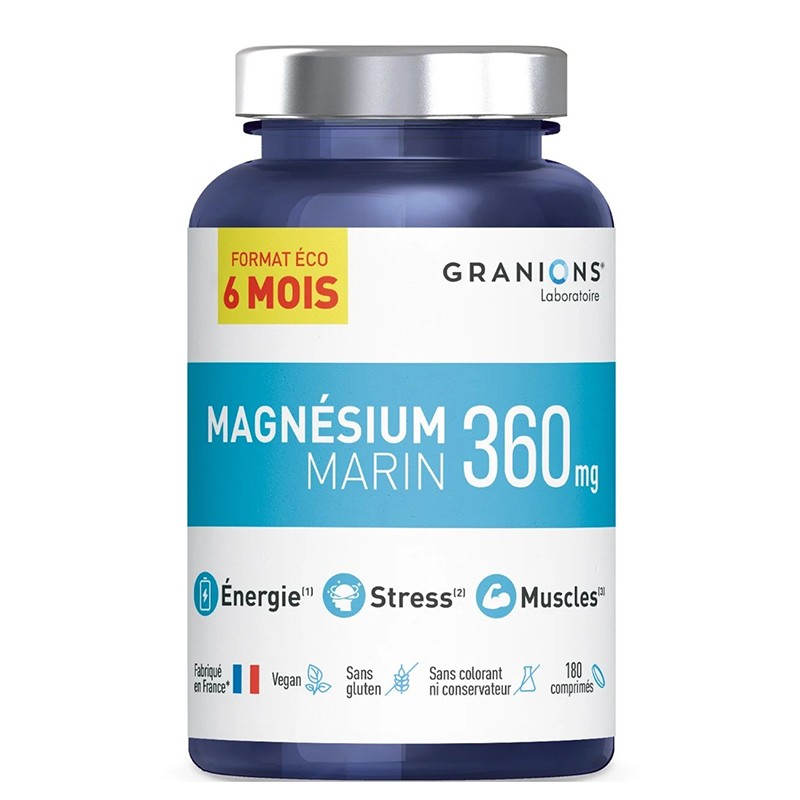Морски магнезий 360 mg с витамин B6 за мускулите и нервната система, 180 таблетки