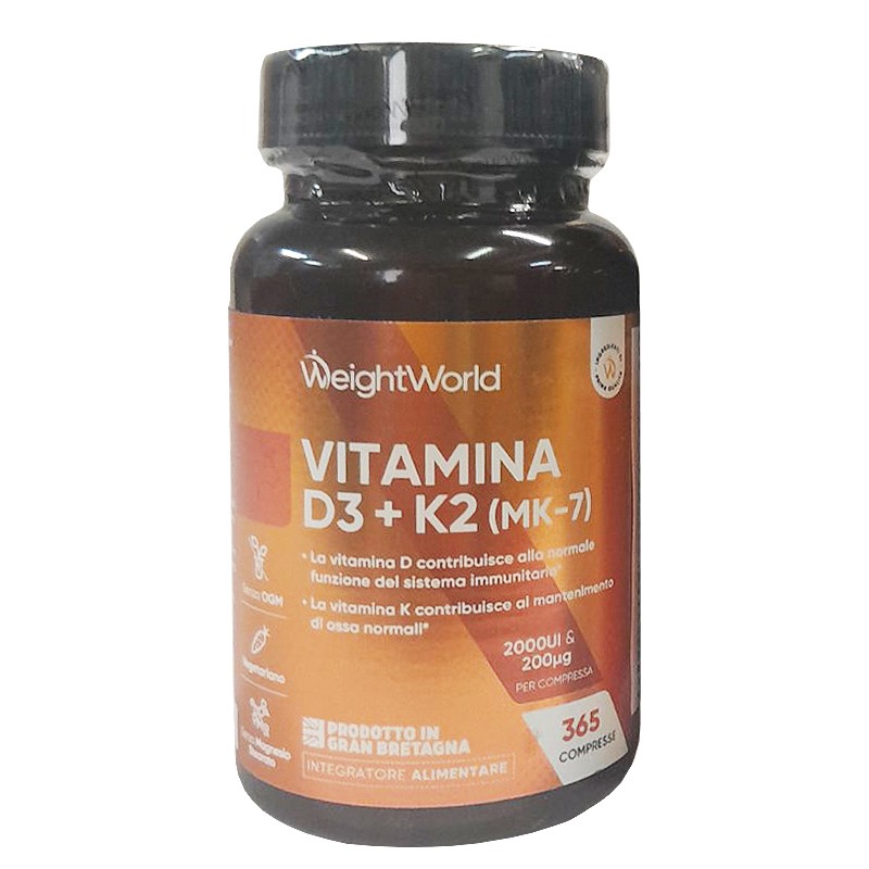 Витамин D3 2000 IU и K2 200 µg за костната система, 365 таблетки