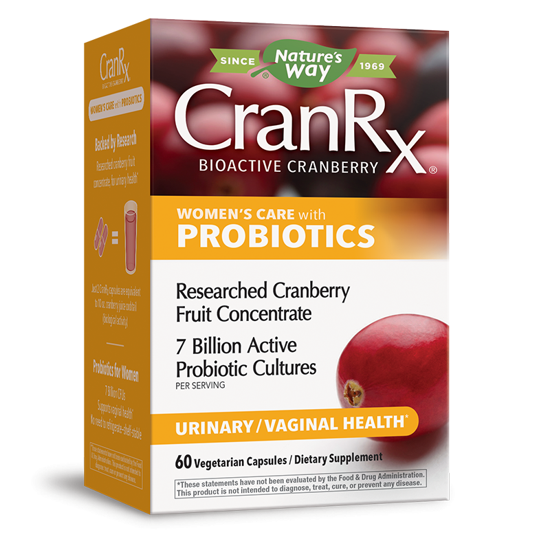 CranRx® – уринарни и вагинални инфекции - Биоактивна червена боровинка (концентрат) & пробиотици, 60 капсули