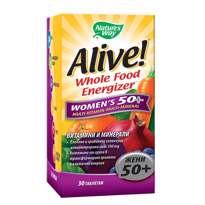 Мултивитамини за жени 50+ Алайв - Alive! Whole Food Energizer Women's 50+, 30 таблетки