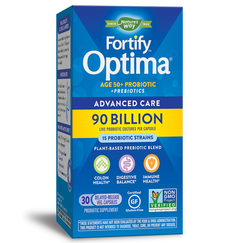 Пробиотик + пребиотици 50+ специална грижа - Fortify Optima Probiotic 50+ Advanced Care, 90 млрд. активни пробиотици, 30 капсули