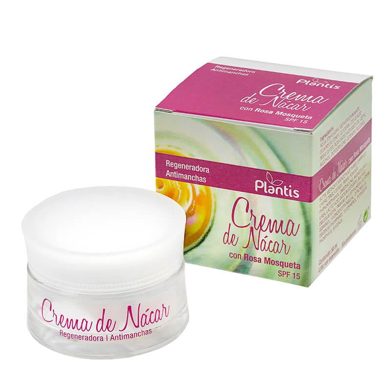 Крем за лице с шипки и перлен прах (защитен фактор 15) - Crema de Nácar con Rosa Mosqueta SPF 15, 50 ml