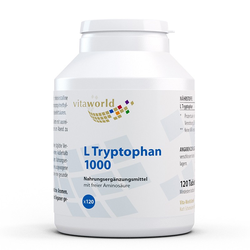 Стрес и безсъние - Л-Триптофан (L-Tryptophan), 1000 mg x 120 таблетки