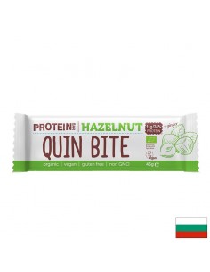 Био веган протеинов суров десерт QUIN BITE - лешник, 45 g - Вегетарианци/Вегани