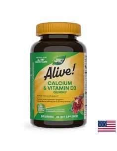 Калций + Витамин D3 Алайв - Alive! Calcium + Vitamin D3 Gummies, 60 желирани таблетки - По здравно направление