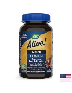 Премиум мултивитамини за мъже Алайв - Alive! Men's Premium Gummies Multivitamin, 75 желирани таблетки - Имунитет