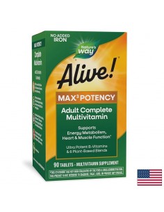 Мултивитамини Алайв Max6 максимум сила - без желязо - Alive!® Max6 Potency Multivitamin, 90 капсули - Грижа за очи и зрение