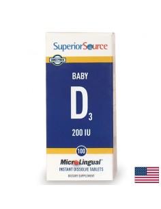 Baby D3 – Витамин D3 за здрави кости и имунитет за бебета и деца, 200 IU/ 5 μg, 100 сублингвални таблетки