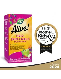 Мултивитамини за коса, кожа и нокти Алайв - Alive! Hair, Skin & Nails Multivitamin, 60 софтгел капсули 2