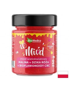 Пчелен мед с малина, шипка и биофлавоноиди – За имунитет, 250 g - Пчелни продукти