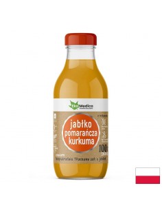 Ябълка + Портокал + Куркума – Тонус и антиоксидантна подкрепа, сок 300 ml - Витамин C