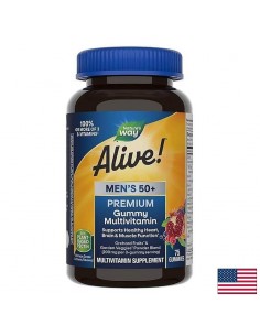 Премиум мултивитамини за мъже 50+ Алайв - Alive! Men’s 50+ Premium Gummies Multivitamin, 75 желирани таблетки - Възстановяване