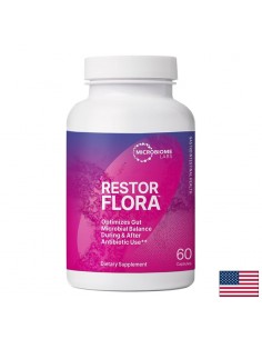Saccharomyces boulardii 500 mg + Bacillus комплекс – При диария, стомашен дискомфорт, Restor Flora™, 60 капсули - Подут корем, газове, метеоризъм
