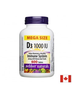 Витамин D3 – За здрави кости, зъби и имунитет, 1000 IU, 600 таблетки - Витамин D