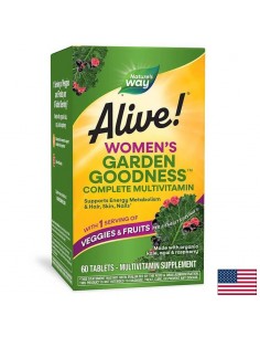 Мултивитамини за жени Алайв - Alive! Garden Goodness™ Women`s Multi-Vitamin, 60 таблетки - Мозъчна функция,памет, концентрация
