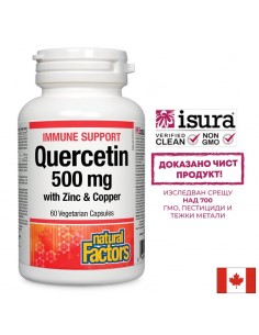 Immune Support Quercetin with Zinc & Copper / Кверцетин с цинк и мед, 60 капсули - Нервна система