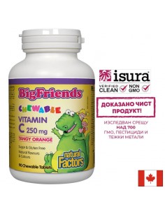 Витамин С за деца BigFriends®, 250 mg х 90 дъвчащи таблетки с вкус на портокал