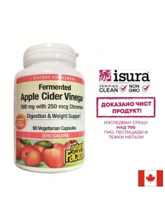 Здравословно тегло - Ябълков оцет 500 mg + Хром пиколинат 250 µg , 90 V капсули