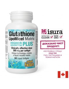 Глутатион с висока абсорбция - Мощен антиоксидант, 300 mg х 60 софтгел капсули - Мозъчна функция,памет, концентрация