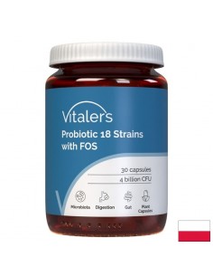 Пробиотик 18 щама + пребиотик FOS – Комплексна грижа за червата и имунитета, 4 млрд. CFU, 30 капсули