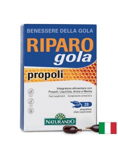 Формула с прополис, женско биле и мента – При дразнене в гърлото и пресипнал глас, Riparo Gola, 360 mg, 20 софтгел капсули
