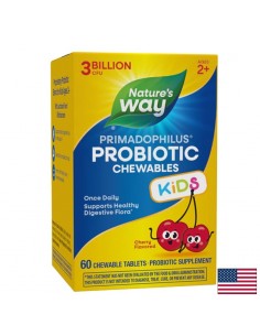 Primadophilus Kids – Пробиотик за деца, 3 млрд. CFU, 60 дъвчащи таблетки с вкус на череша