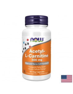 Ацетил-L-карнитин – Енергия, фокус и контрол на теглото, 500 mg, 50 веган капсули - Аминокиселини