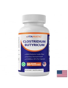 Пробиотик + пребиотик – Срещу подуване, газове и чревен дискомфорт, Clostridium butyricum, 60 капсули - Пробиотици и пребиотици