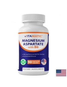 Магнезий 200 mg (аспартат) + Витамин B6 2.5 mg – При мускулни крампи и стрес, 90 веган капсули