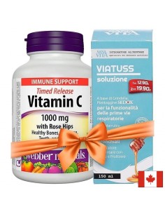 Промо пакет 16 - Витамин С и шипка 150 таблетки + подарък билков сироп против кашлица x 150 ml