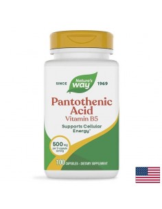 Пантотенова киселина - Витамин В5 - Клетъчна енергия и сърдечно здраве, 100 капсули - Витамини и минерали