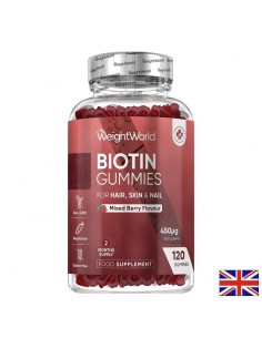 Биотин – При косопад и чупливи нокти, 5000 µg, 120 желирани таблетки, горски плодове