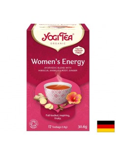 Yogi Tea Women's Energy – аюрведичен чай за жени с хибискус, малинови листа и ангелика, БИО, 17 филтърни пакетчета - ПМС